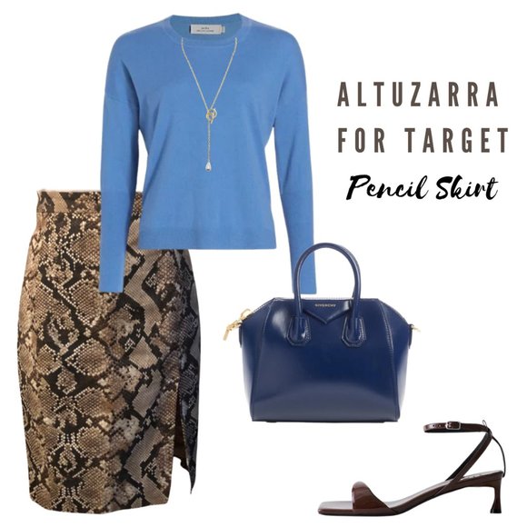 Altuzarra Brown Snake Print Pencil Skirt With Side Slit, Size US 6 - Picture 8 of 11